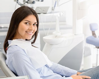 Woman leaning back in treatment chair