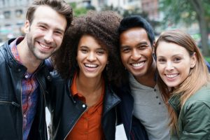 a group of friends smiling