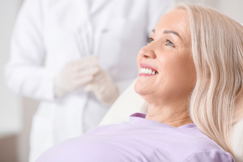 Woman with dental implants
